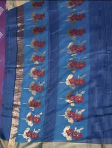 Blue Zari work Silk Saree with Blouse