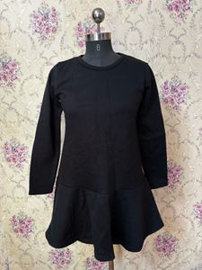 Classic Black Long Sleeve Peplum Dress