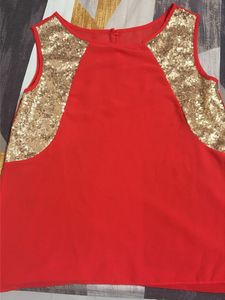 Red Sequin Detail Top