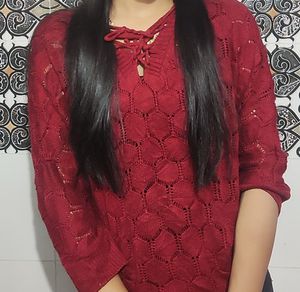 Maroon Knit Pullover