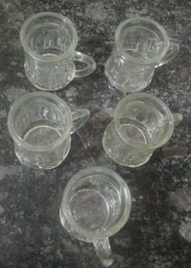 Set of 5 small Glass Cups with Handles