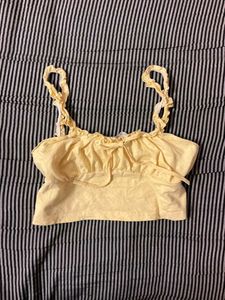 Cute Yellow Ruffle Crop Top