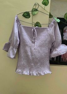 Lavender Smocked Square Neck Top