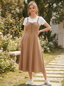 Cute Button-Up Strap Dress with Tee