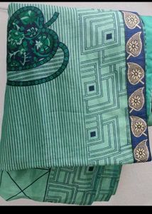 Green Printed Fabric saree