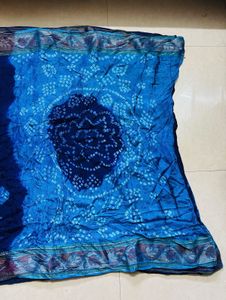 Beautiful Blue Bandhani Saree