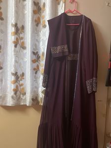 Elegant purple party wear jacket style burkha