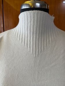 Cream Mock Neck Knit Sweater