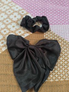 Black Bow Scrunchie Set