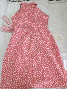 Pink Halter Neck Casual Dress