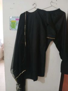 New Elegant Black Kurta Set with Embellishments