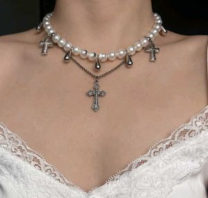 Pearl Cross Charm Necklace