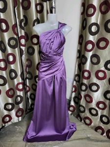 Elegant One-Shoulder Purple Satin Gown
