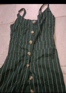 Green Striped Button-Down Midi Dress