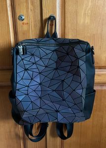 Geometric Holographic Backpack With Pouch