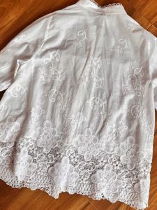 White Embroidered Cotton Blouse