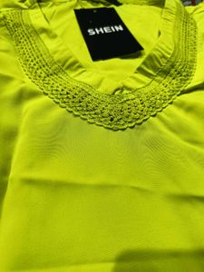 SHEIN Yellow Ruffle Sleeve Top