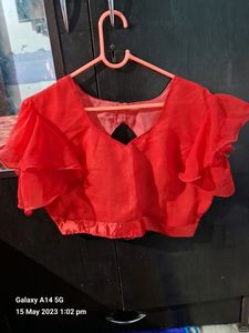 Red N Black Ruffle Saree