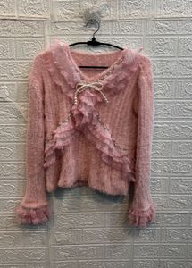 🇫🇷 Paris Imported Ruffle &amp; Pearl Sweater