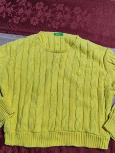 Benetton Yellow Cable Knit Sweater