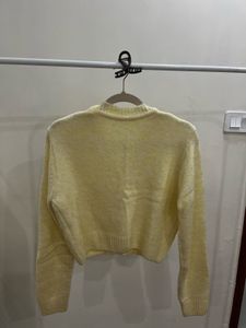 Butter Yellow CROPPED Woollen Cardigan