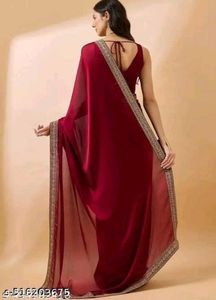 Elegant Maroon Silk Saree with Embellished Border