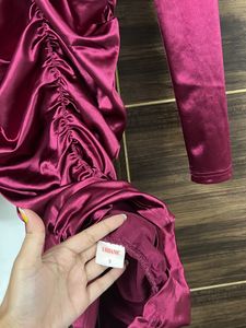Burgundy Ruched Mini Dress