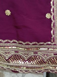 Elegant Purple  blause and Saree with Gold Embelli