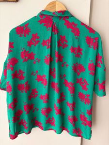 Green Floral Button-Up Shirt
