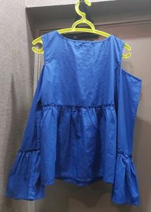 Blue Cold Shoulder Top For Women