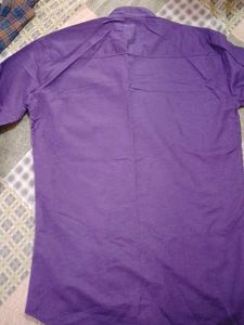 Men's Purple Band Collar Shirt