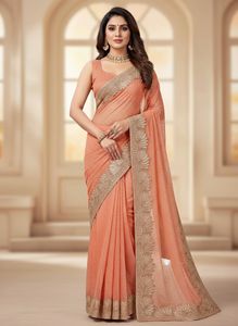 peach orange   Party Wear  Saree