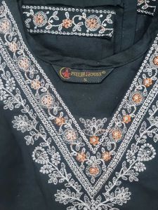Elegant Black Embroidered Kurta Set