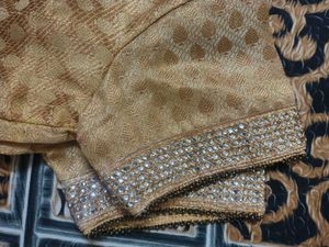 Orange Saree with Mirror Work