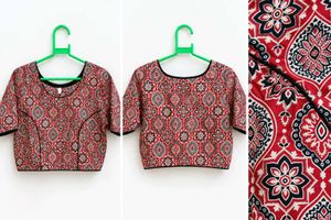 Red &amp; Black Ethnic Printed Blouse