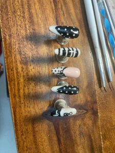 long polka dot bow press on nails