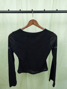 Black Vintage Y2K Tribal Graphic Long Sleeve Top