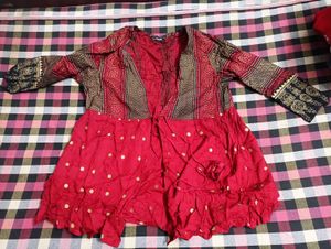 Boho Red Printed Jacket for women