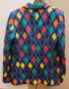 Vibrant Geometric Print Stylish Blazer