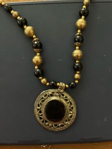 Vintage Black & Gold Beaded Necklace