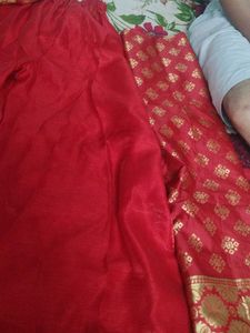 Red Silk suit set with Golden Print