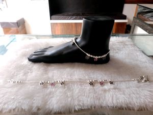 Star Design Fancy Payal Pure Silver Aman Anklet (W
