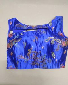 Beautiful Sleeveless Blue Blouse with Neck Design