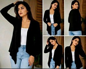 Stylish Black Open Front Cardigan