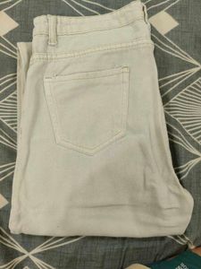 Cream Wide Leg Jeans