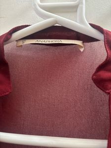 Chic Burgundy Sheer Peplum Top