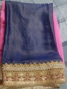 Beautiful Pink Saree with Embellished Border