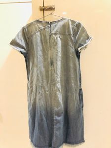 Classic Denim Frayed Hem Dress