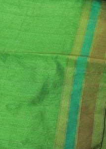 Green Cotton Saree with Striped Border