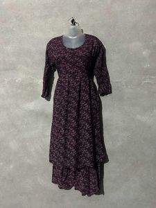Maroon Printed Kurta Set